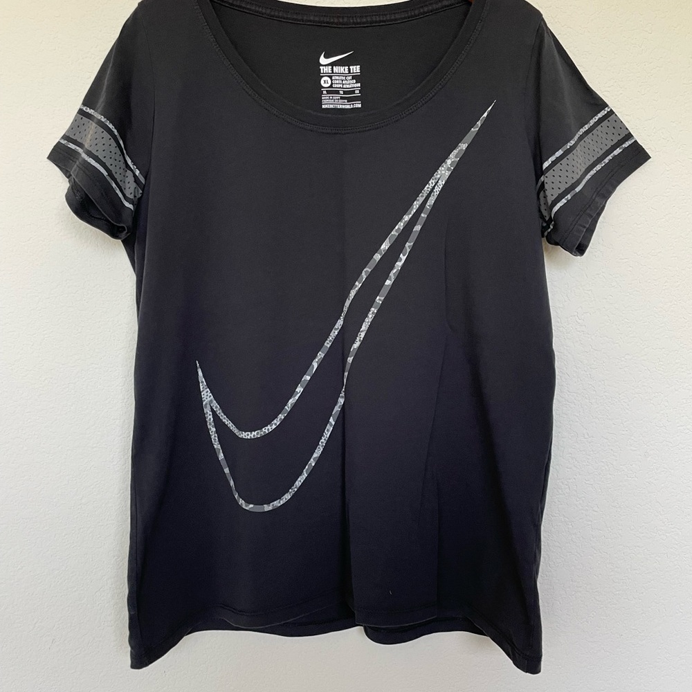 NIKE sports t-shirt cotton black logo jogging casual